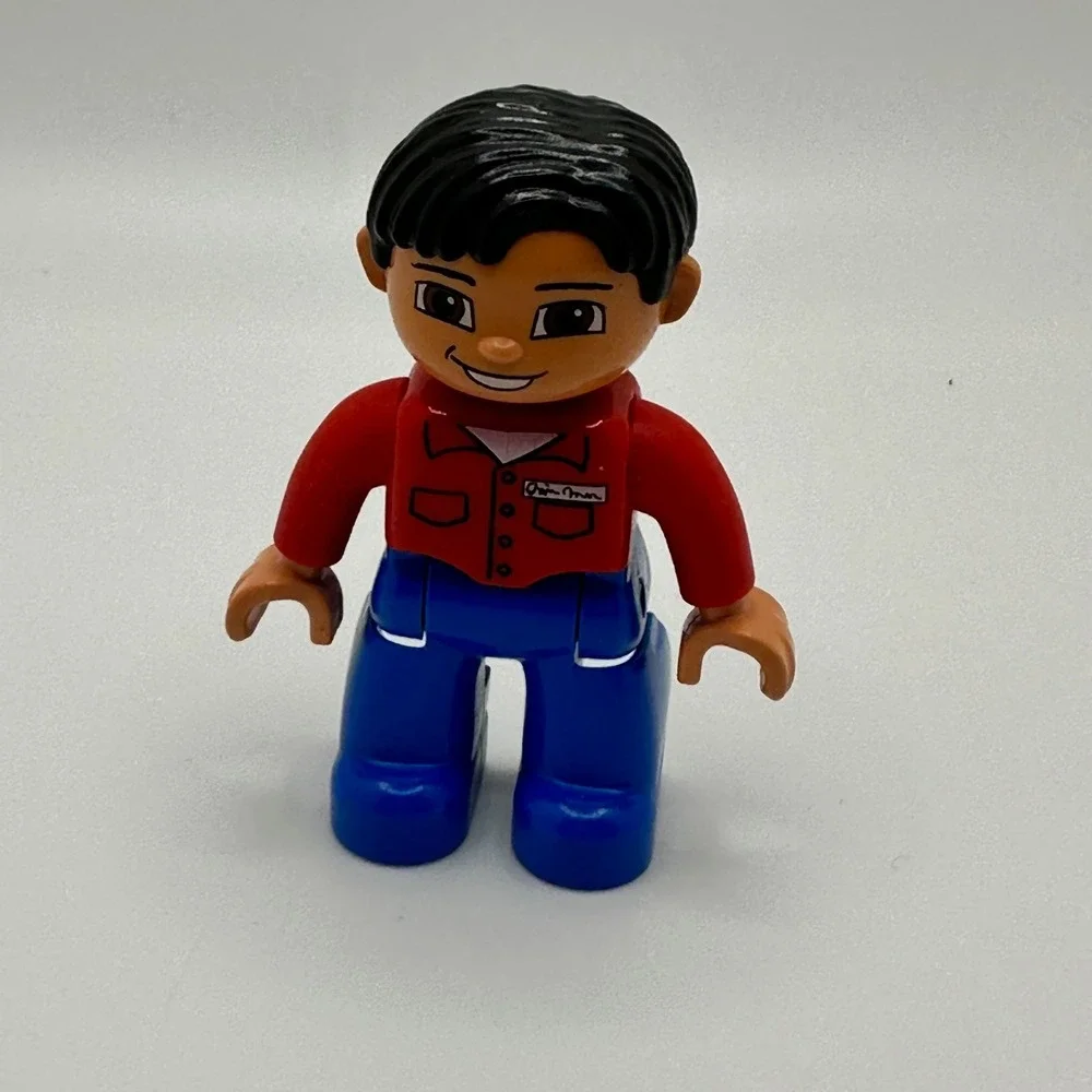 LEGO Duplo Boy Minifigure‎ Red Shirt Blue Pants Black Hair Figure 2.5 Inch